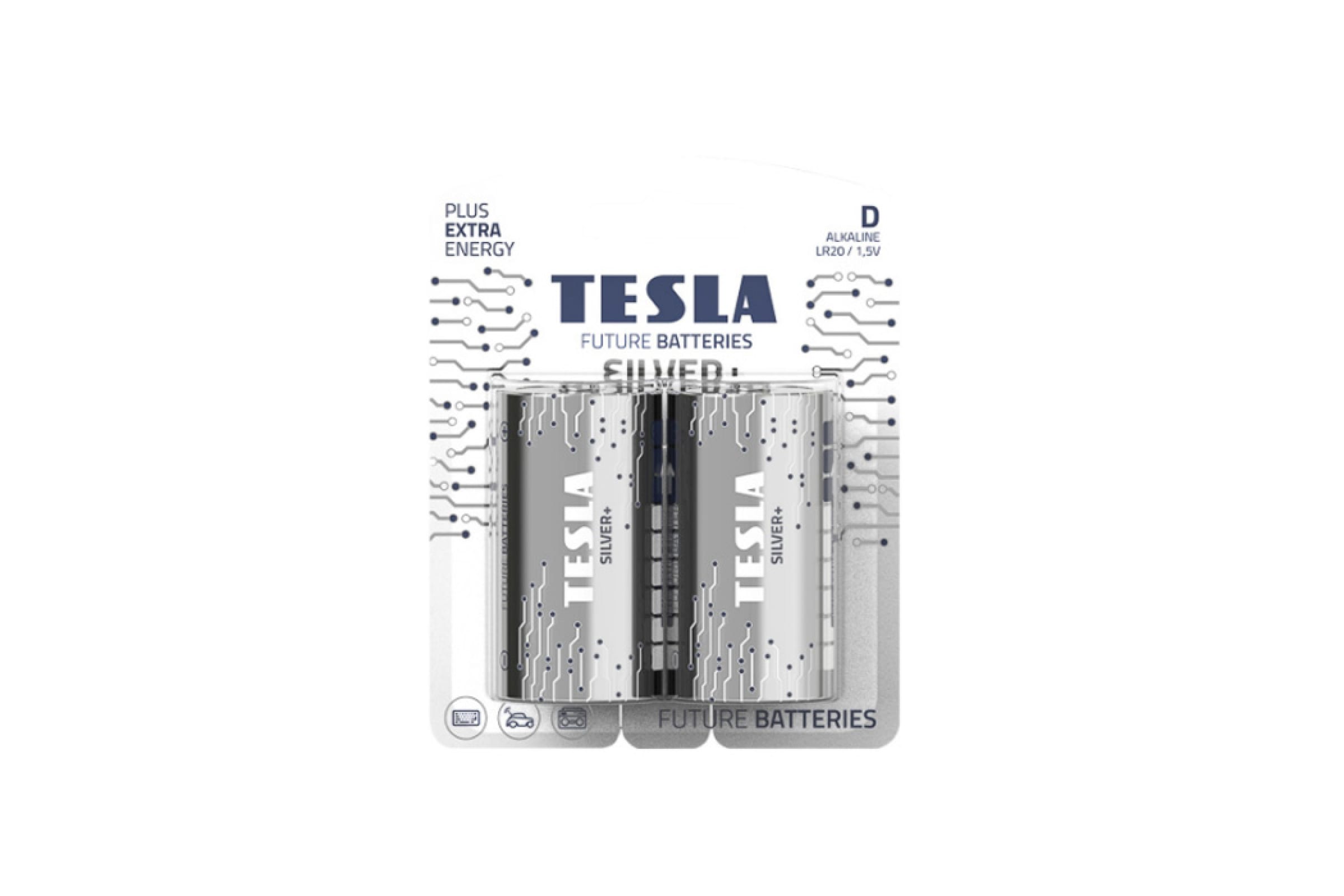 Батарея TESLA SILVER, D (LR20/13А), 1.5V, 2шт. (8594183392387)