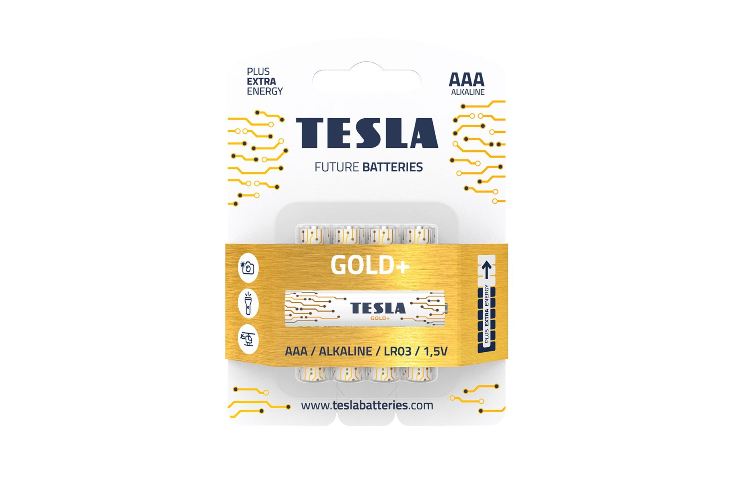 Батарея TESLA GOLD, AAA (LR03/24А), 1.5V, 4шт. (8594183392264)
