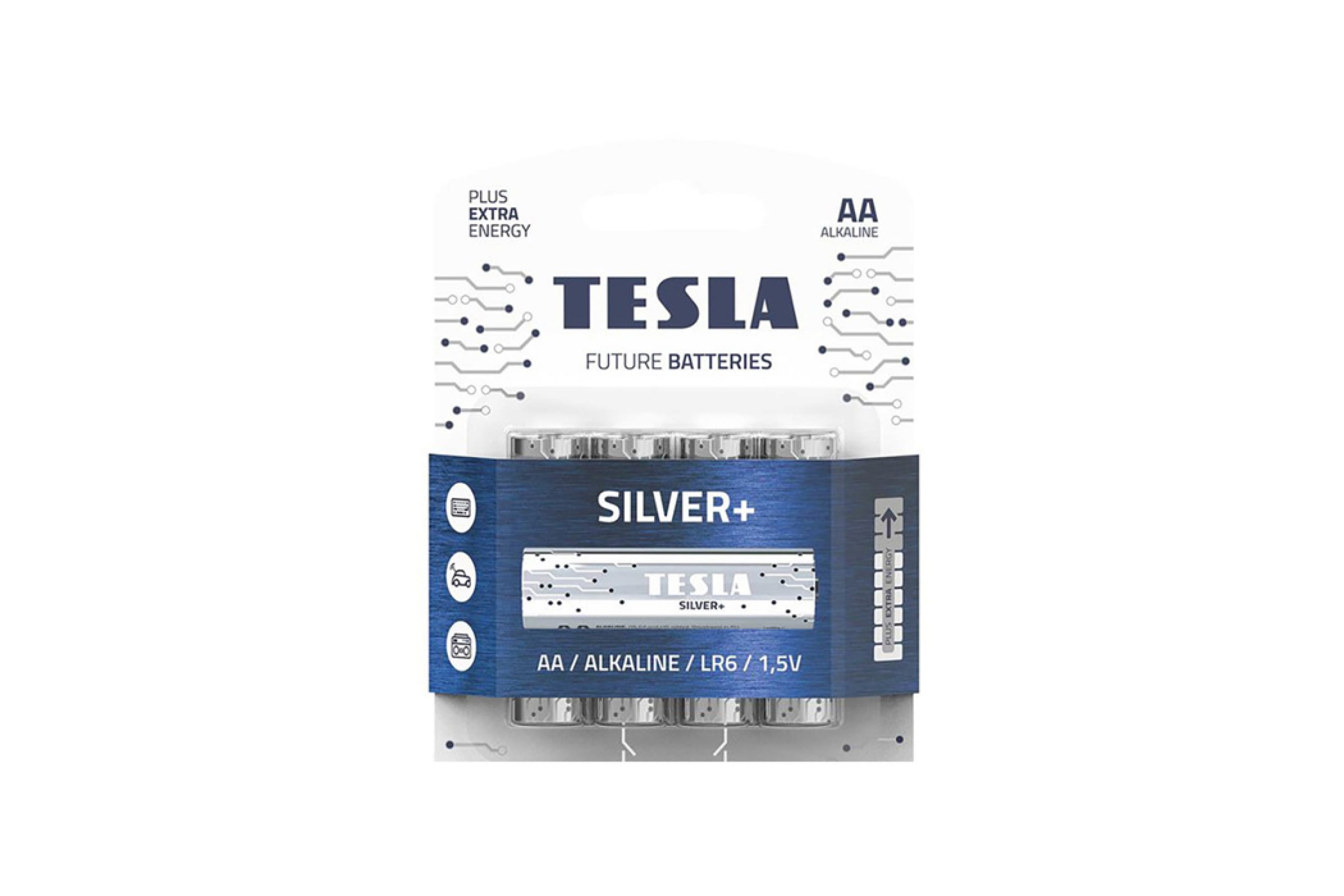 Батарея TESLA SILVER, AA (LR06/15А), 1.5V, 4шт. (8594183392332)