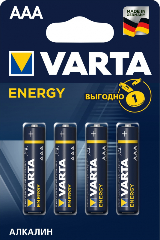 Батарейка Varta Energy, AAA (LR03/24А), 1.5V, 4 шт