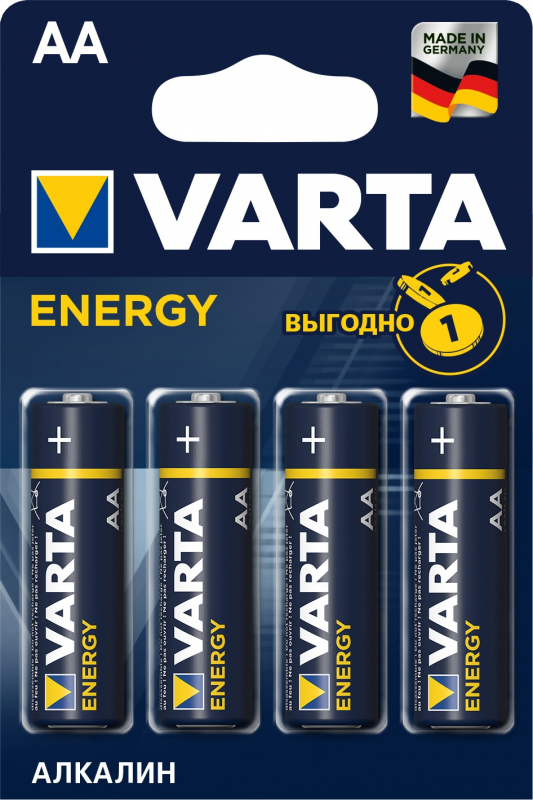 

Батарейка Varta Energy, AA (LR06/15А), 1.5V, 4 шт. (04106213414)