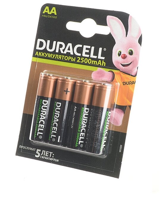 Аккумулятор Duracell Rechargeable, AA, 2.5 А·ч, 4 шт