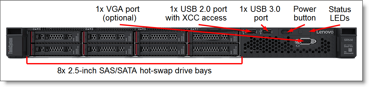 

Сервер Lenovo ThinkSystem SR530, 2xIntel Xeon Gold 5122, 2x16Gb RAM, 2x300Gb 10K SAS HDD, 8x2.5" HS, 530-8i, noDVD, 2GLAN, XCC Standard, 2x550Вт, 1U (7X08S9VV00/1), SR530