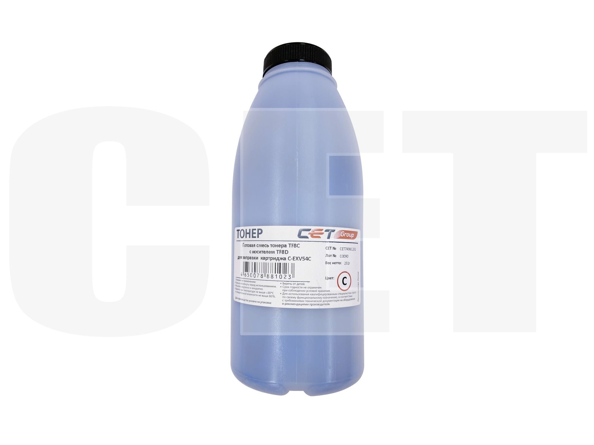 

Тонер CET TF8C + TF8D, бутыль 232 г, голубой, совместимый для Canon iRC3025i, iRC3025, iRC3020, iR C3125i, в комплекте: девелопер (CET7496C232), TF8C + TF8D