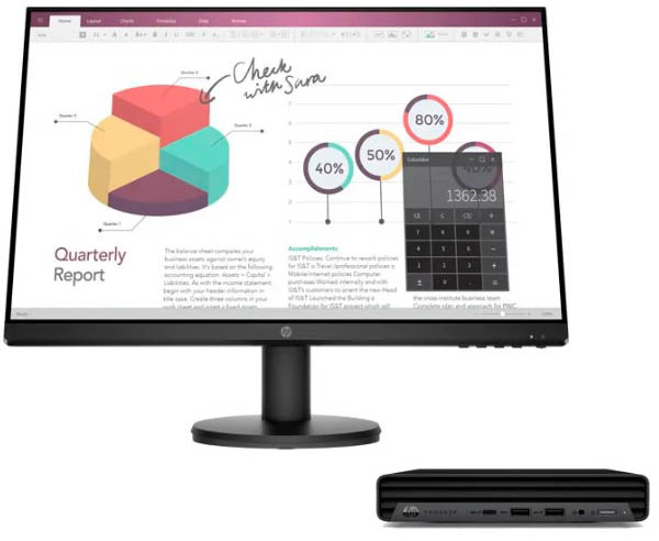 

Неттоп HP Bundles 405 G6 DM, AMD Athlon 3150GE 3.3GHz, 8Gb RAM, 256Gb SSD, W10Pro, черный, HP P24v (44G95ES), 405 G6 DM