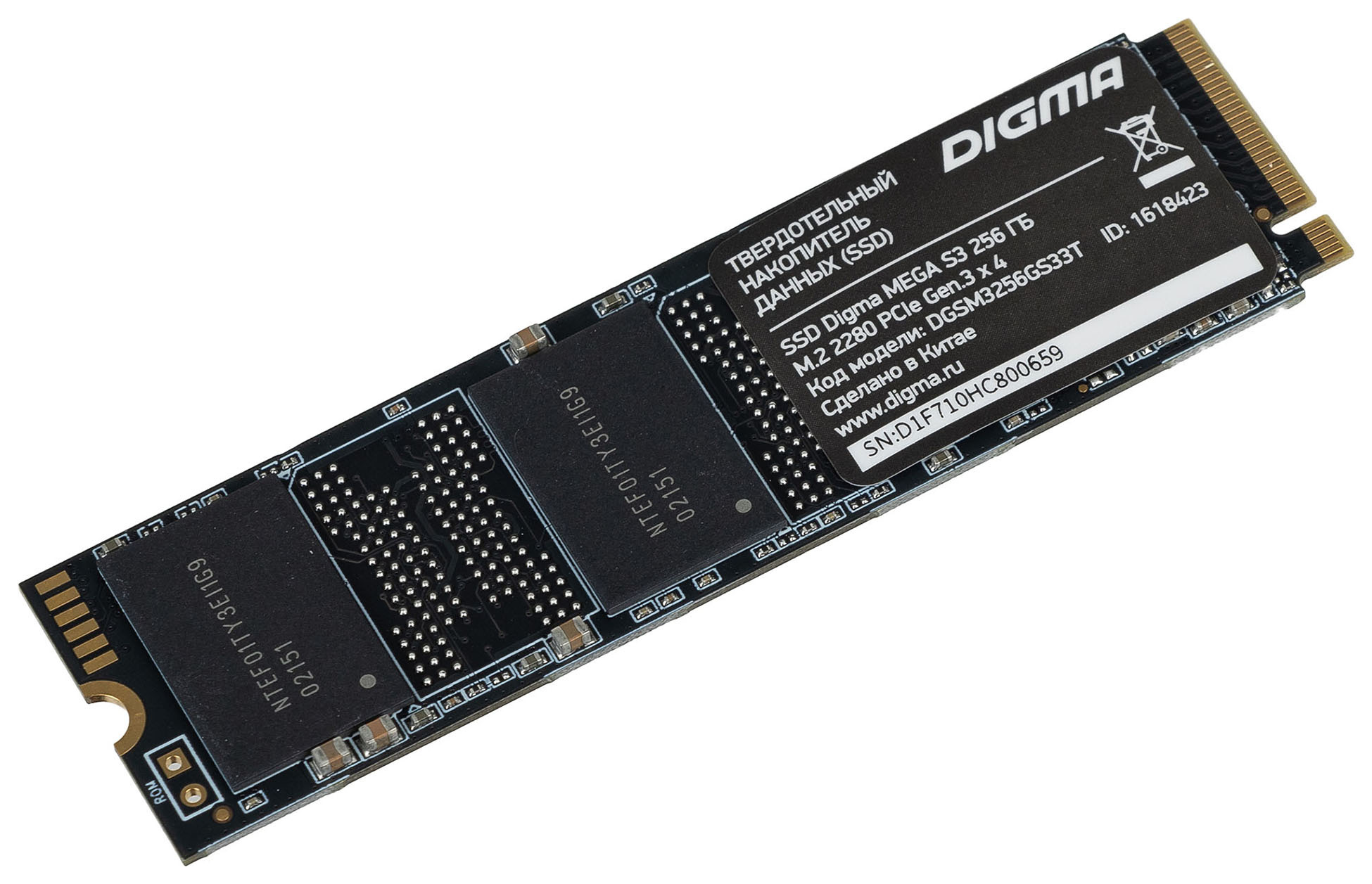 Твердотельный накопитель (SSD) Digma 256Gb MEGA S3, 2280, M.2, NVMe (DGSM3256GS33T) - фото 1