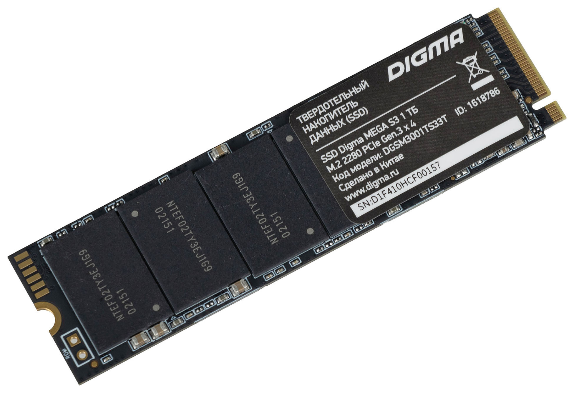 Твердотельный накопитель (SSD) Digma 1Tb MEGA S3, 2280, M.2, NVMe ( DGSM3001TS33T) - фото 1