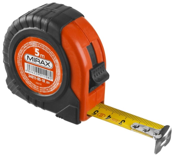 

Рулетка 5 м x 1.8 см, прорезиненный корпус, Mirax Rubber (34011-05-18_z02), Rubber