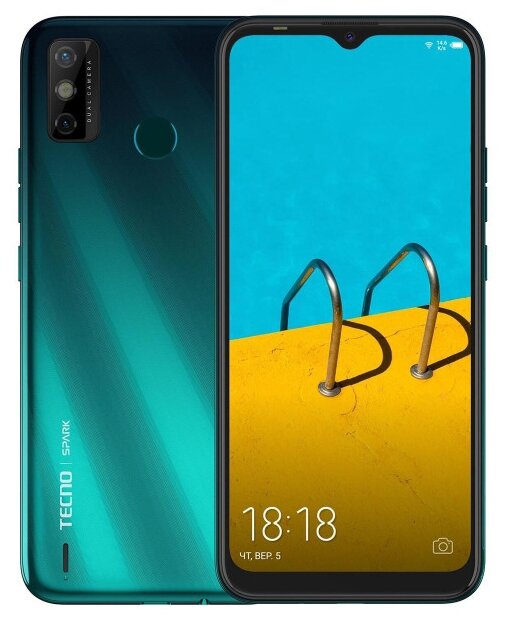 

Смартфон Tecno Spark 6 Go, 6.52" 720x1600 IPS, MediaTek Helio A20, 2Gb RAM, 32Gb, 3G/4G, Wi-Fi, BT, 2xCam, 2-Sim, 5000 мА⋅ч, Micro-USB, Android 10 Go, бирюзовый (KG5M), Spark 6 Go