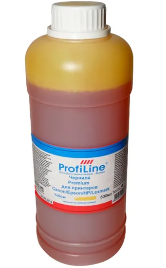 

Чернила ProfiLine, 500мл, желтый, совместимые, водные для Epson универсальные (PL_INK_U_E_Y_500ml)