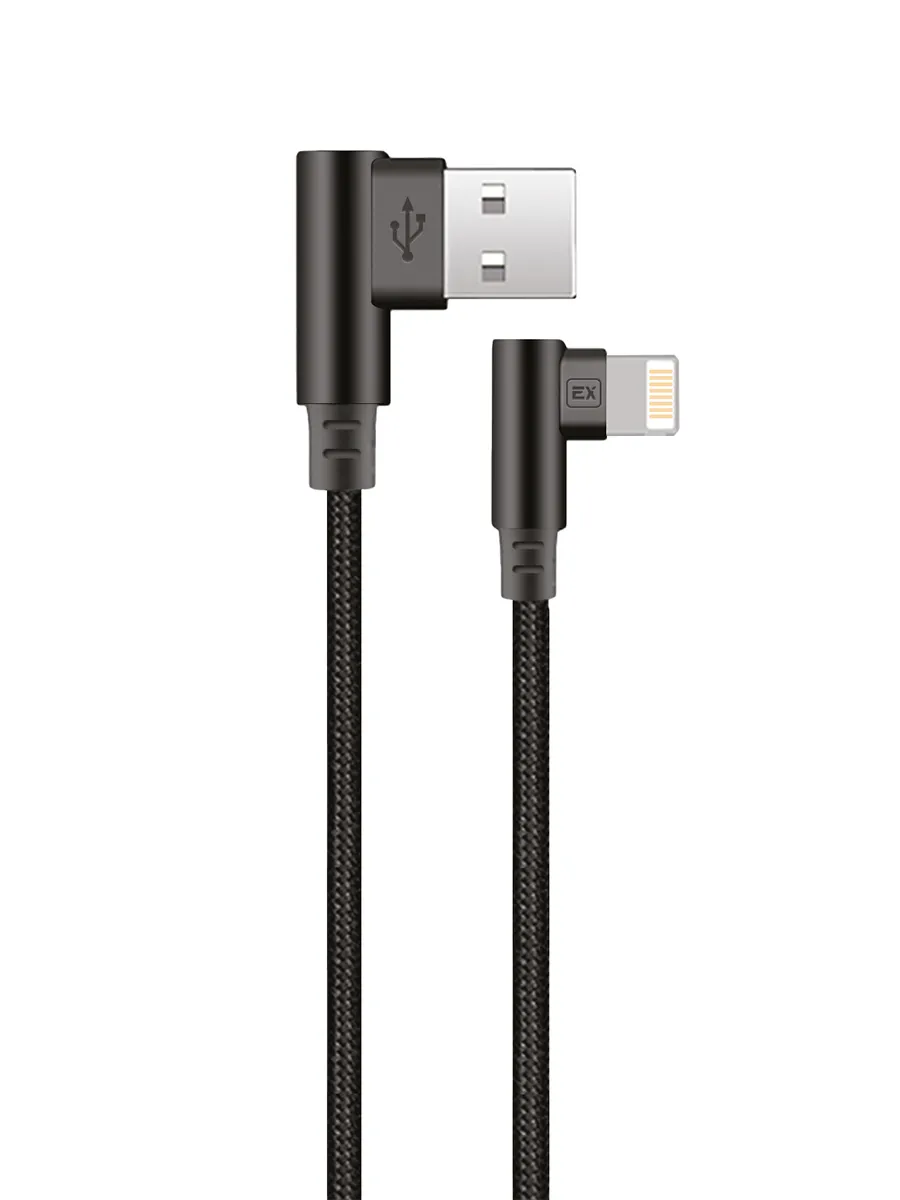 

Кабель Lightning 8-pin(m)-USB 2.0(Am), угловой, 2.1A, 1м, черный Exployd (EX-K-540), 0