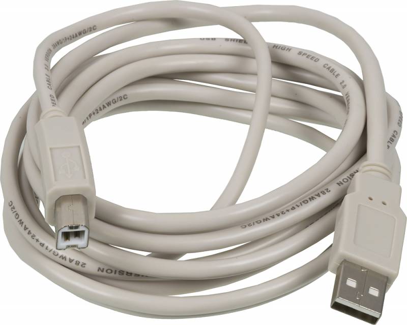 Кабель USB(Am)-USB(Bm), 5 м, белый, Buro