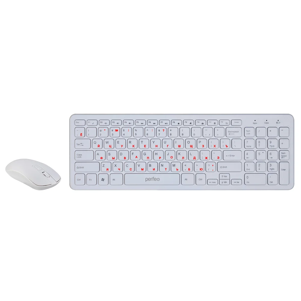 Клавиатура + мышь Perfeo UNION, беспроводная, USB, белый (PF_B4899)