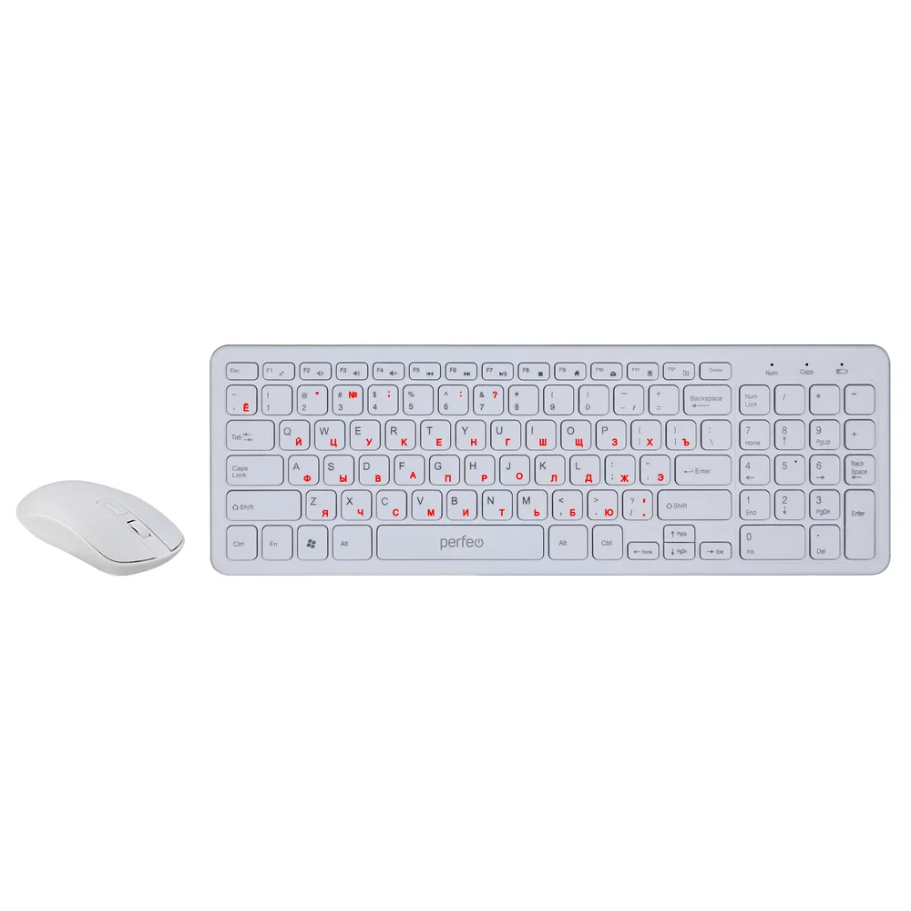 

Клавиатура + мышь Perfeo UNION, беспроводная, USB, белый (PF_B4899), UNION