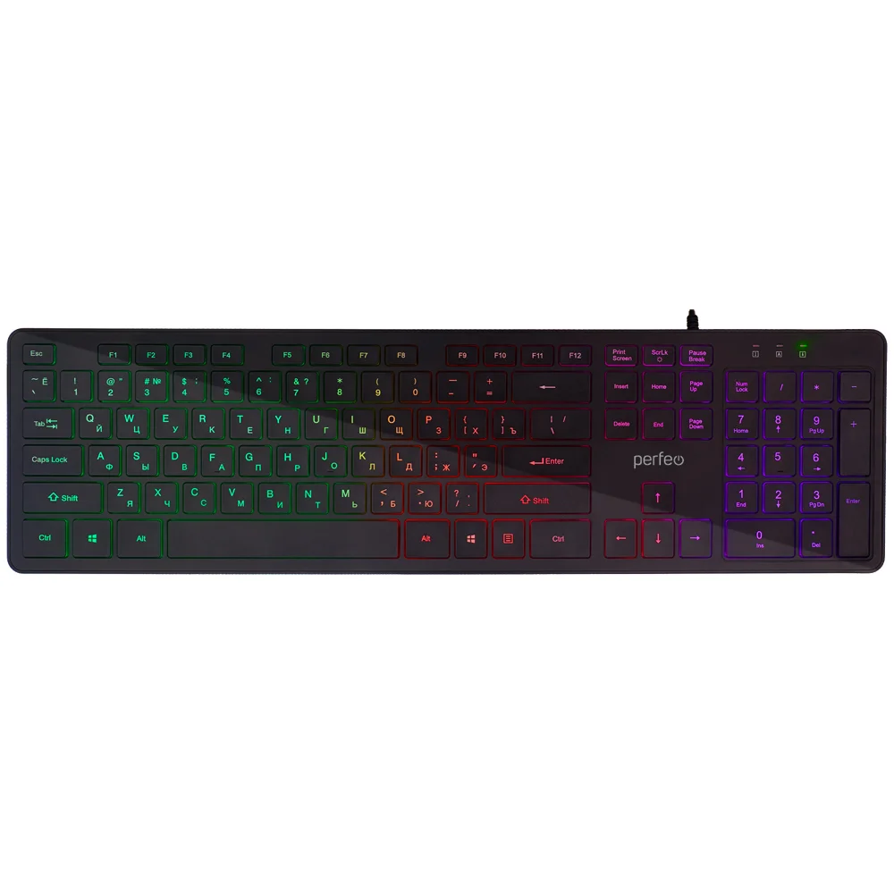 

Клавиатура проводная Perfeo BRIGHT, мембранная, подсветка, USB, черный (PF_B4891), BRIGHT