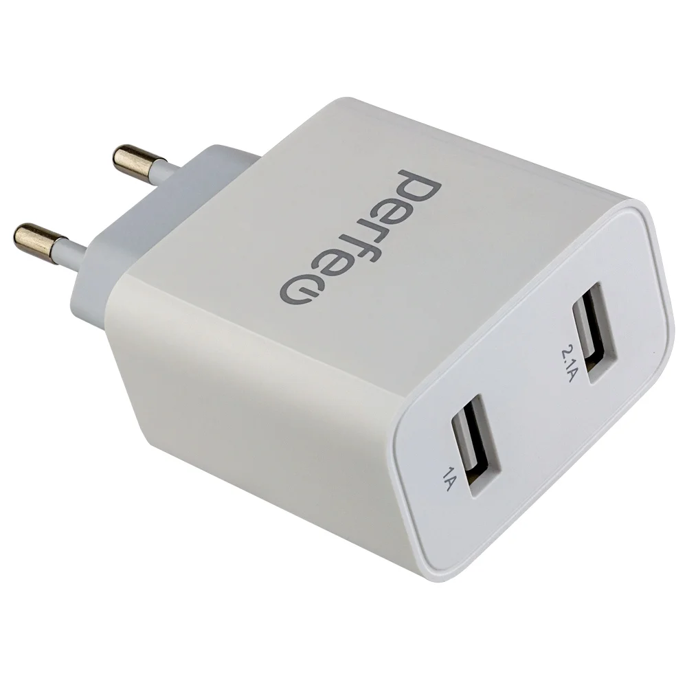 Сетевое зарядное устройство Perfeo с двумя разъемами USB, 2USB, 2.1A, белый ( I4645) - фото 1