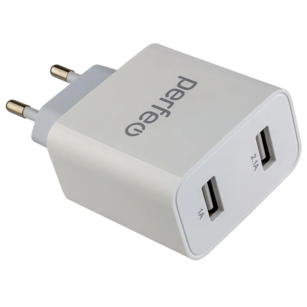 

Сетевое зарядное устройство Perfeo с двумя разъемами USB, 2USB, 2.1A, белый ( I4645), с двумя разъемами USB