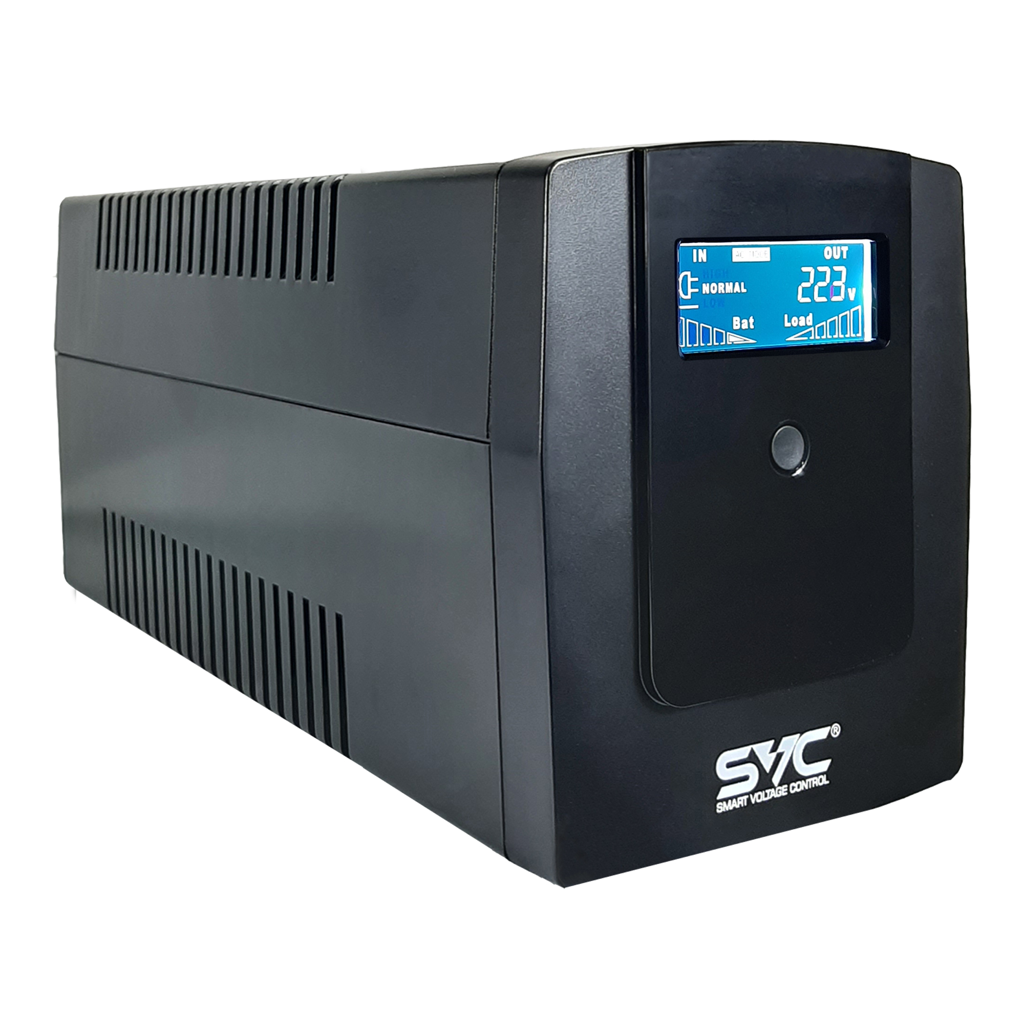 ИБП SVC V-1200-R-LCD, 1200VA, 720W, EURO, розеток - 3, USB, черный (V-1200-R-LCD)