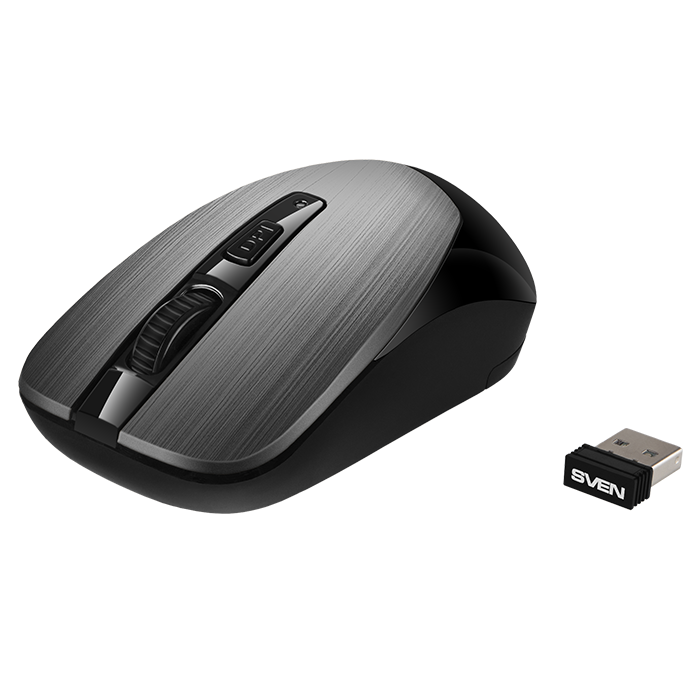 

Мышь беспроводная Sven RX-380W, 1600dpi, оптическая светодиодная, USB, серый металлик (SV-020606), RX-380W