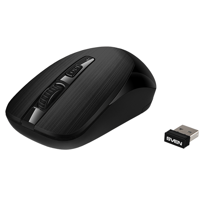 

Мышь беспроводная Sven RX-380W, 1600dpi, оптическая светодиодная, USB, черный (SV-020385), RX-380W