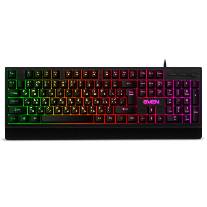 

Клавиатура проводная Sven KB-C7150EL, мембранная, подсветка, USB, черный (SV-020392), KB-C7150EL