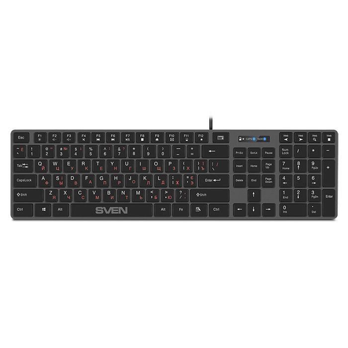 

Клавиатура проводная Sven KB-E5000, мембранная, USB, серый металлик (SV-020545), KB-E5000