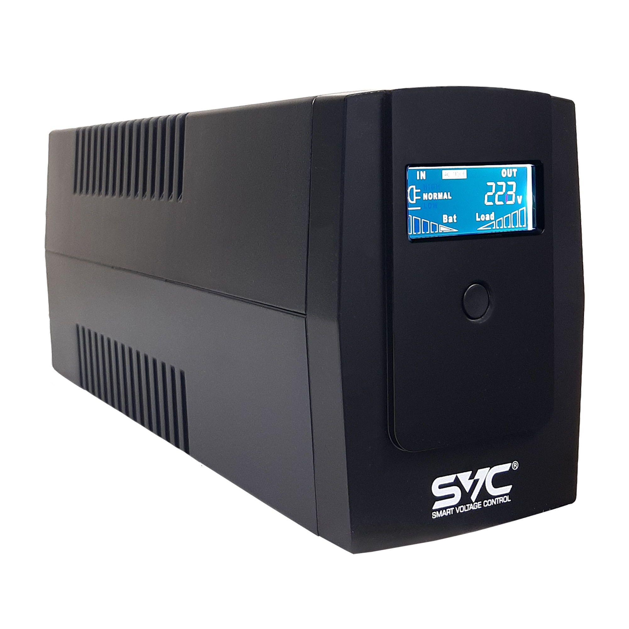 ИБП SVC V-650-R-LCD, 650VA, 390W, EURO, розеток - 2, USB, черный (V-650-R-LCD)