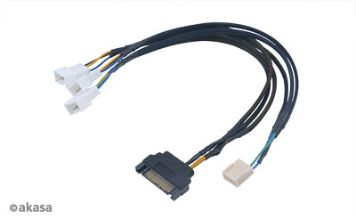 

Разветвитель питания вентиляторов Akasa FLEXA FP3S, 4pin->3x4pin, питание SATA, черный/белый (AK-CBFA06-30), FP3S