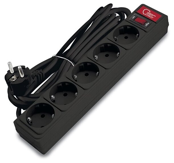 

Сетевой фильтр Союз ПВС 3*0,75, 5-розеток, 1.8 м, черный (1342), ПВС 3*0,75