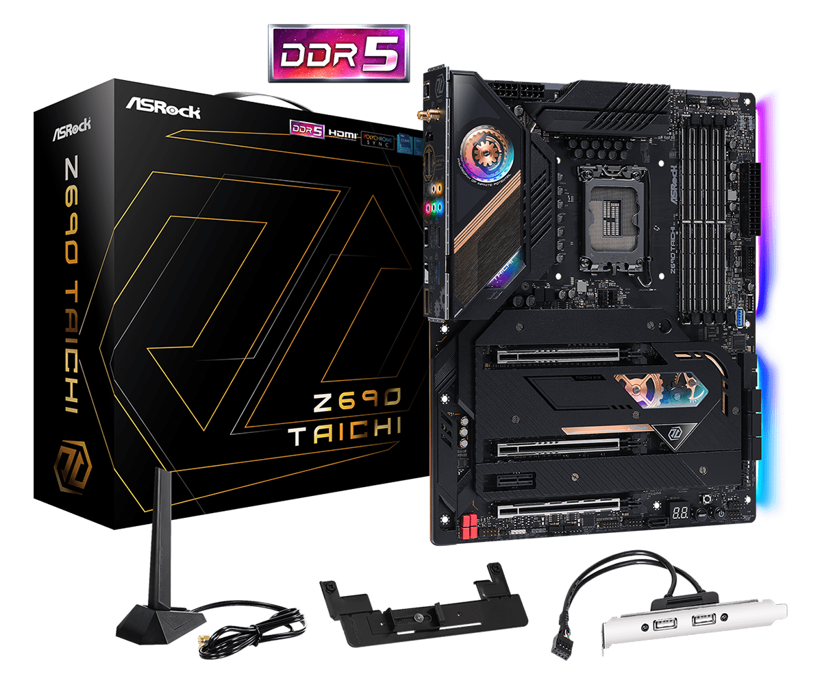 

Материнская плата ASRock Z690 Taichi, Socket1700, Intel Z690, 4xDDR5 DIMM, 3PCI-Ex16, 6SATA3, 7.1-ch, 2.5GLAN, 10 USB 3.2, 3 USB Type-C, HDMI, ATX, Retail, Z690 Taichi