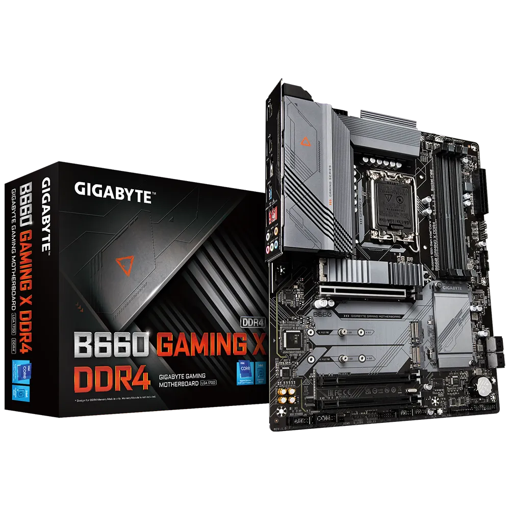 

Материнская плата GIGABYTE B660 GAMING X DDR4, LGA1700, Intel B660, 4xDDR4, 3PCI-Ex16, 4SATA3, 7.1-ch, 1х2,5 Гбит/с, 5 USB 3.2, 1 USB Type-C, HDMI, DisplayPort, ATX, Retail, B660 GAMING X DDR4