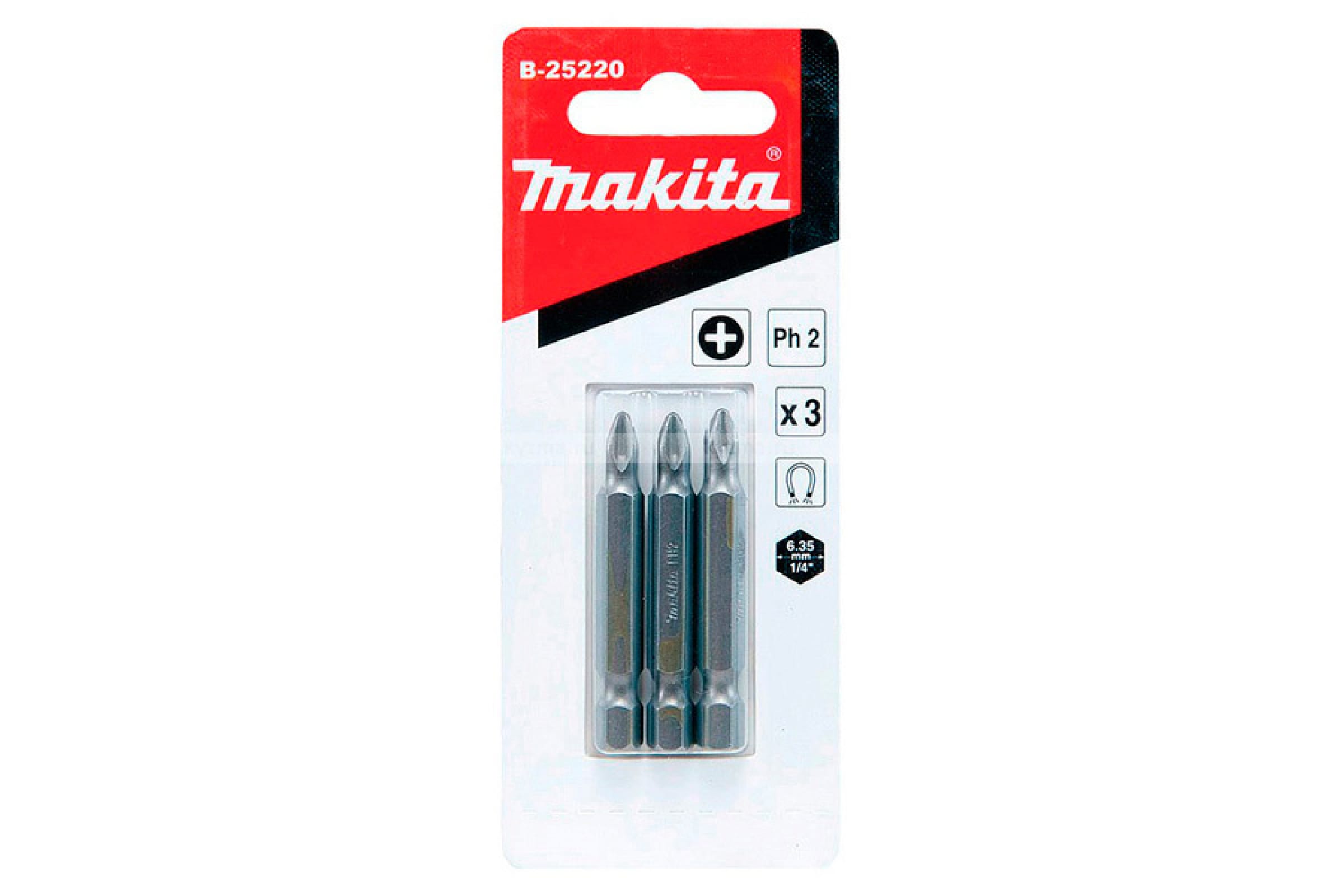 

Бита Makita PH2, 50мм, 1/4 (тип Е), ударная, 3шт. (B-25220)