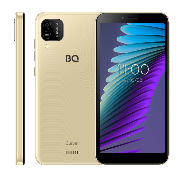 Смартфон BQ 5765L Clever, 5.7" 720x1440 IPS, Unisoc Tiger T310, 3Gb RAM, 16Gb, 3G/4G, Wi-Fi, BT, Cam, 2-Sim, 2700 мАч, Micro-USB, Android 11, золотистый