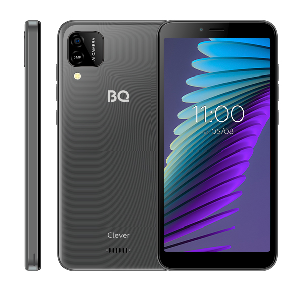 

Смартфон BQ Clever, 5.7" 720x1440 IPS, Unisoc Tiger T310, 3Gb RAM, 16Gb, 3G/4G, Wi-Fi, BT, Cam, 2-Sim, 2700 мА⋅ч, Micro-USB, Android 11, серый (5765L), Clever