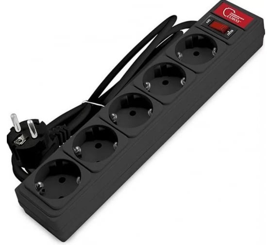 Сетевой фильтр Союз ПВС, 3*0.75, 5-розеток, 1.5 м, черный