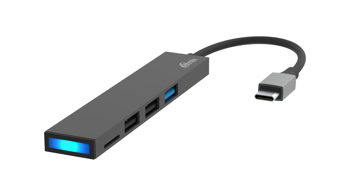 

Концентратор Ritmix CR-4314 Metal, 2xUSB 2.0, 1xUSB 3.0, серый, CR-4314 Metal