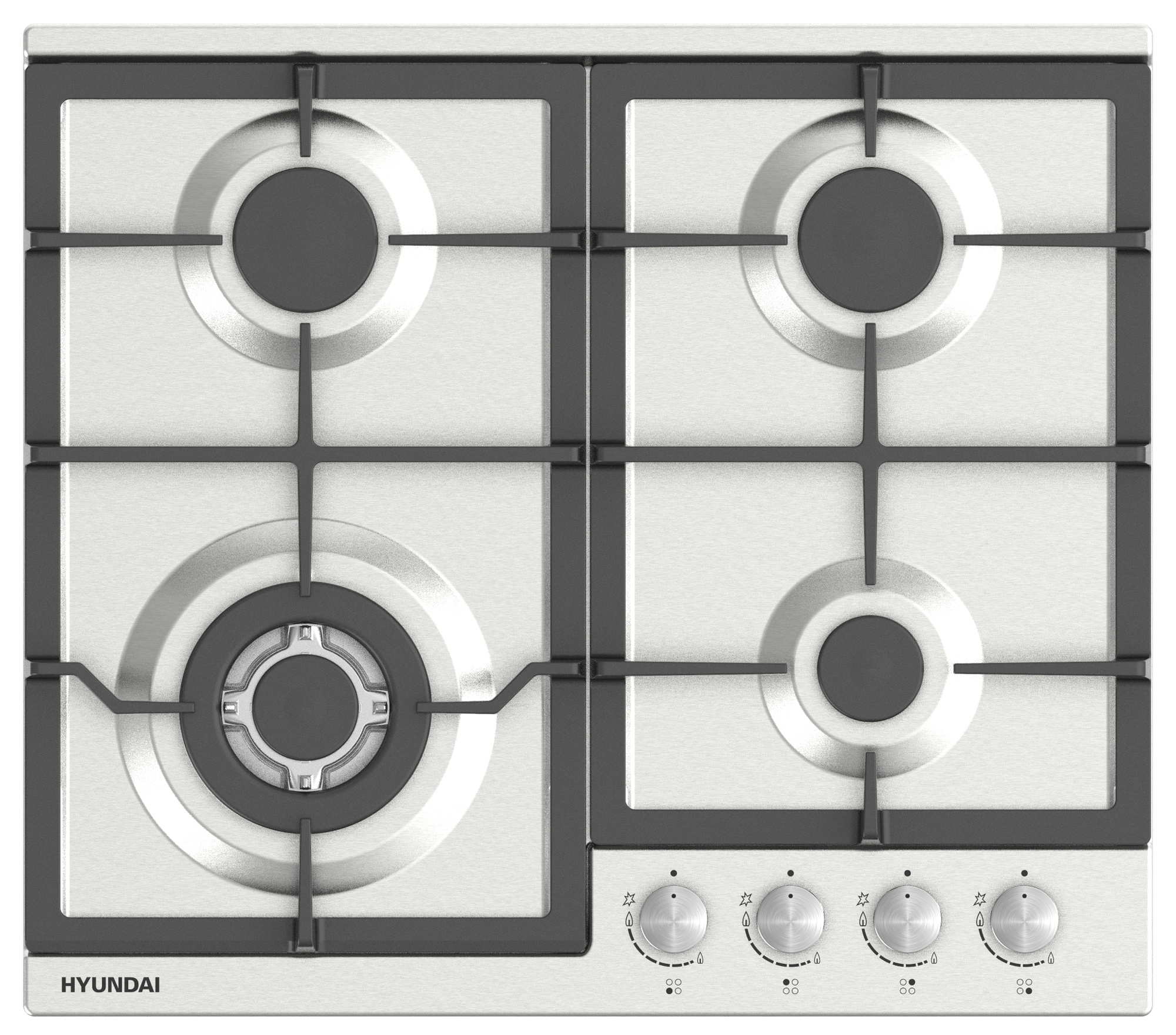 

Газовая варочная панель Hyundai HHG 6436 IX 4 конфорки, серебристая (HHG 6436 IX), HHG 6436 IX