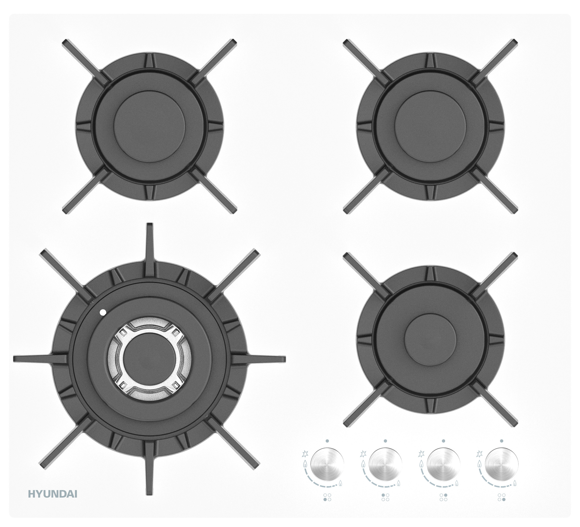 

Газовая варочная панель Hyundai HHG 6437 WG 4 конфорки, белый ( HHG 6437 WG), HHG 6437 WG