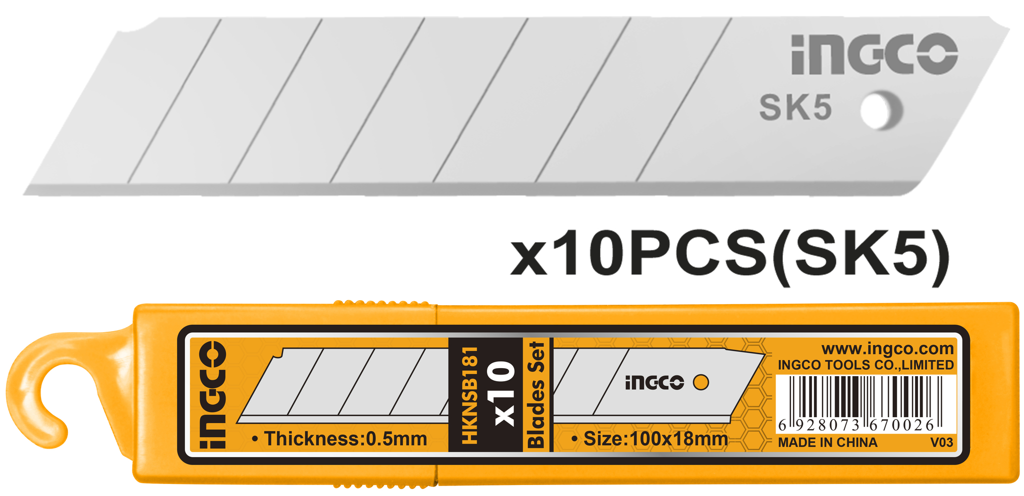Лезвия сегментные 18 мм INGCO HKNSB181