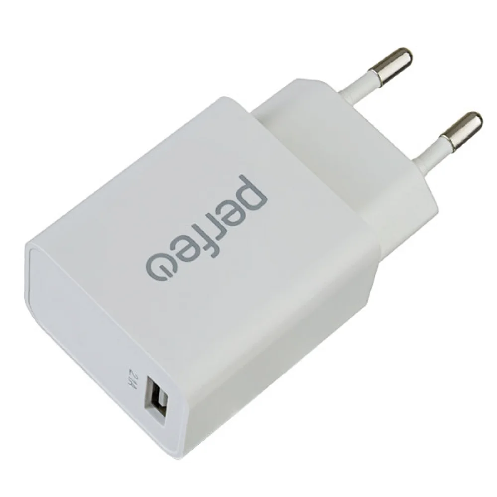 Сетевое зарядное устройство Perfeo с разъемом USB, 1USB, 2.1A, белый ( I4619) - фото 1