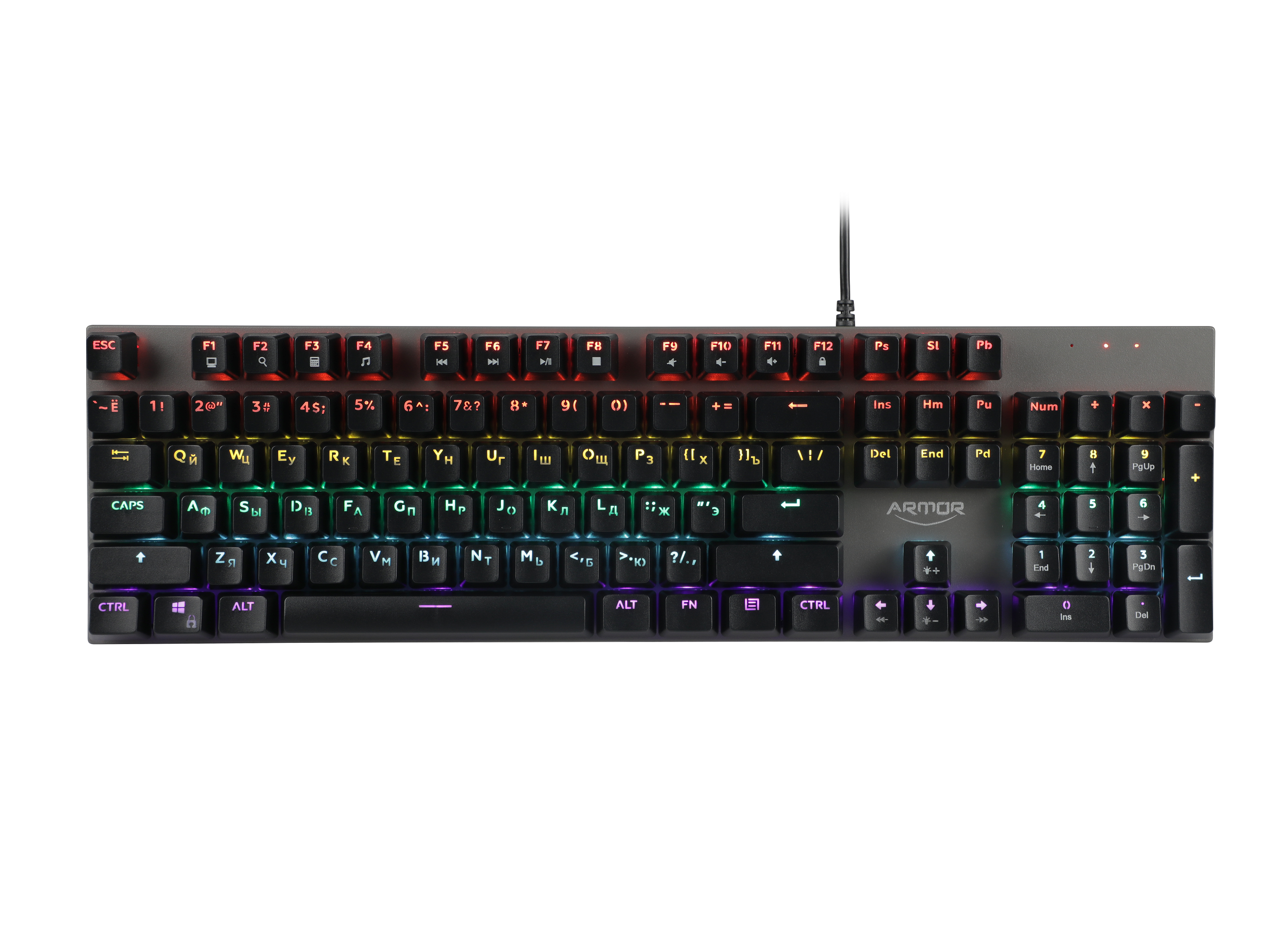 

Клавиатура проводная CBR KB 883 Armor, механическая, Huano Red, подсветка, USB, черный, KB 883 Armor