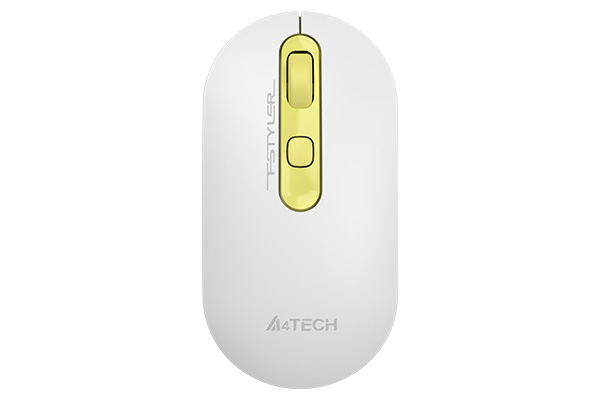 

Мышь беспроводная A4Tech Fstyler FG20, 2000dpi, оптическая светодиодная, USB, белый/желтый (FG20 (DAISY)), Fstyler FG20