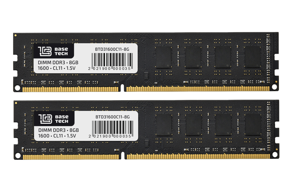 

Комплект памяти DDR3 DIMM 16Gb (2x8Gb), 1600MHz, CL11, 1.5V BaseTech (BTD31600C11-2x8G-OEM-KIT), 0