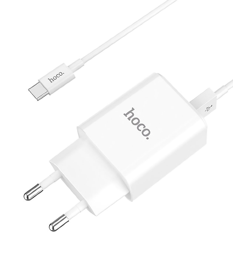 

Сетевое зарядное устройство Hoco C62A Victoria 10W, 2USB, 1.2A, белый, кабель USB Type C, C62A Victoria