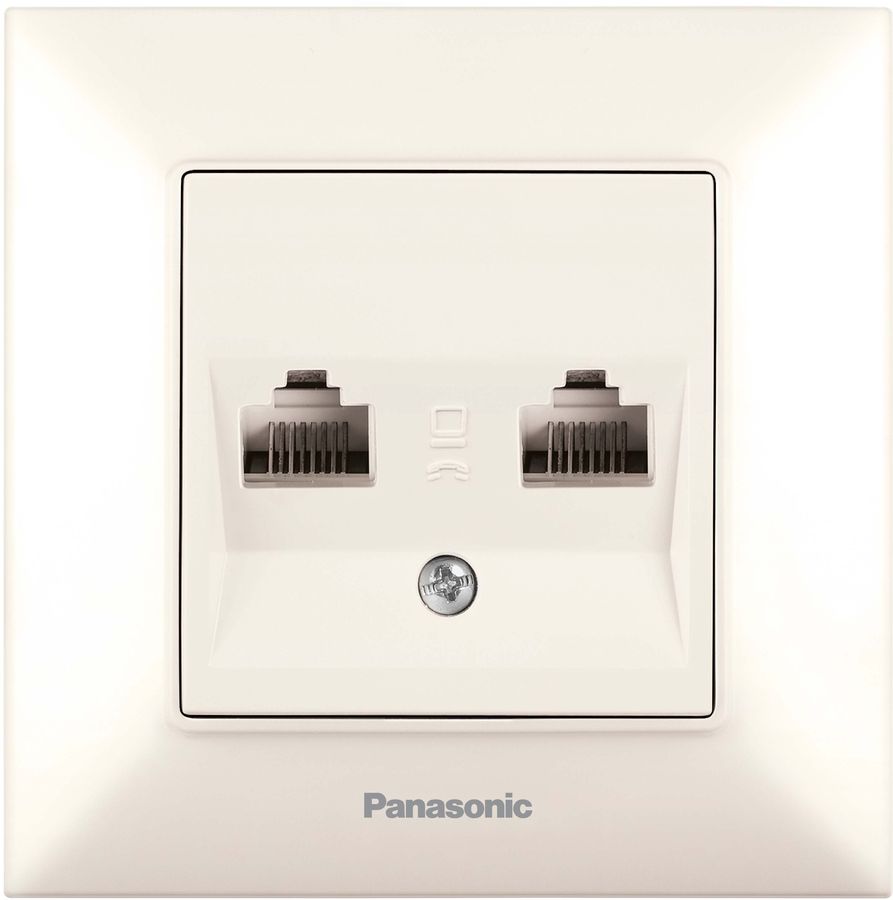 

Розетка RJ-45 скрытый монтаж категория 5e, механизм в сборе, бежевый, PANASONIC Arkedia Slim (WNTC04062BG-RU)