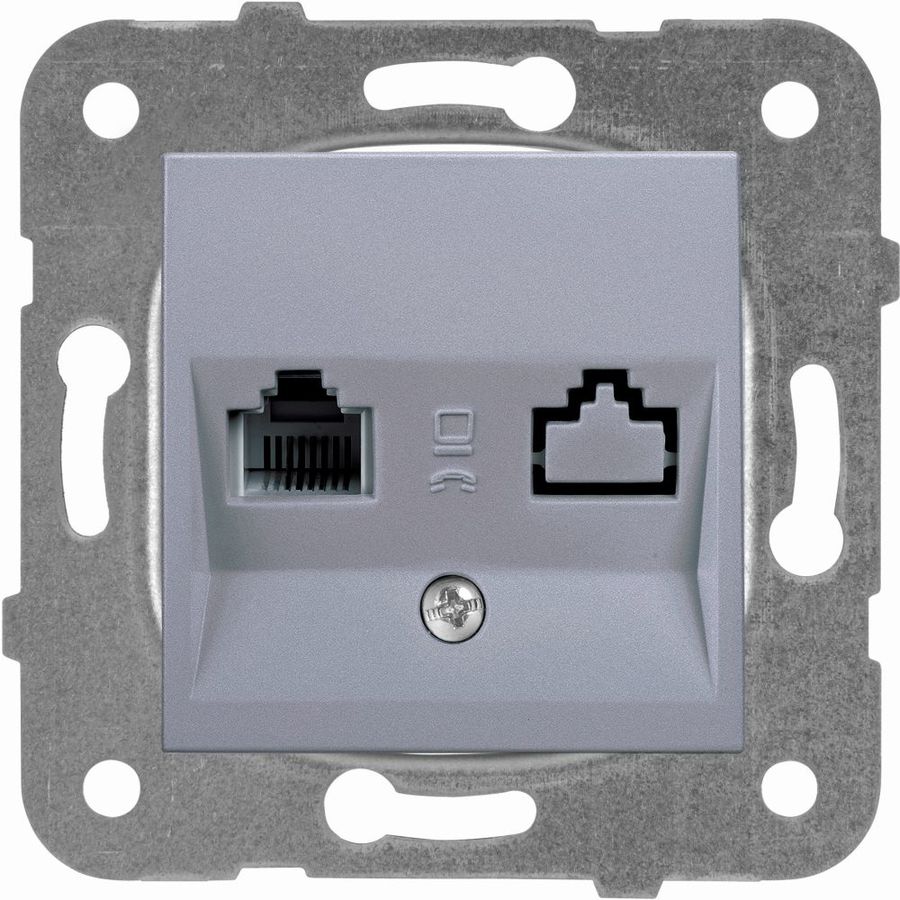 

Розетка RJ-45 скрытый монтаж, механизм без рамки, серебро, PANASONIC Karre Plus & Arkedia Slim (WKTT04042SL-RU)