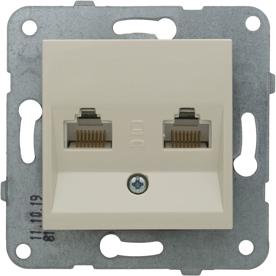 

Розетка RJ-45 скрытый монтаж, механизм без рамки, бежевый, PANASONIC Karre Plus & Arkedia Slim (WKTT04062BG-RU), 0