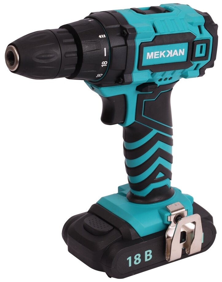 

Дрель-шуруповерт Mekkan MK10718, сетевой, 30 Н·м, 1250 об/мин, 18V, 1.5 А·ч, Li-Ion, два акб, быстрозажимной патрон, кейс, 1.9кг, MK10718