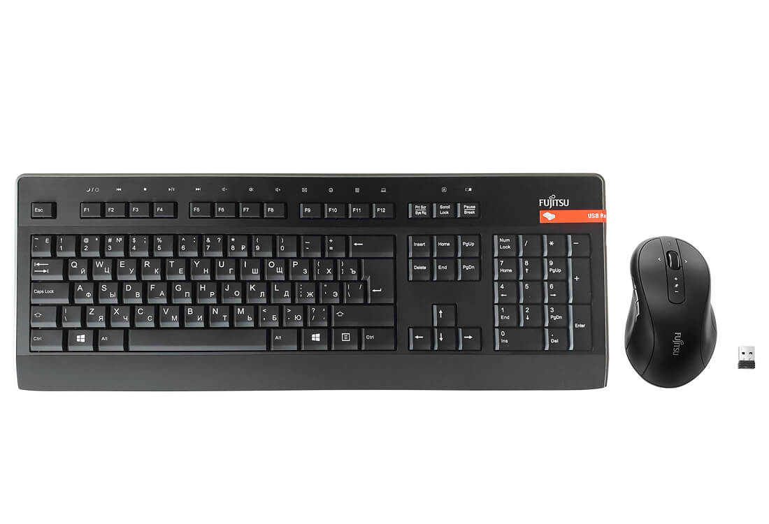 Клавиатура + мышь Fujitsu Wireless KB Mouse Set LX960, беспроводная, USB, черный (S26381-K960-L419)