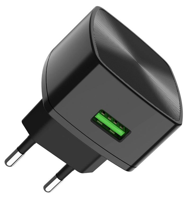 

Сетевое зарядное устройство Hoco C70A 15W, 1USB, Quick Charge, 3A, черный, кабель USB Type C, C70A